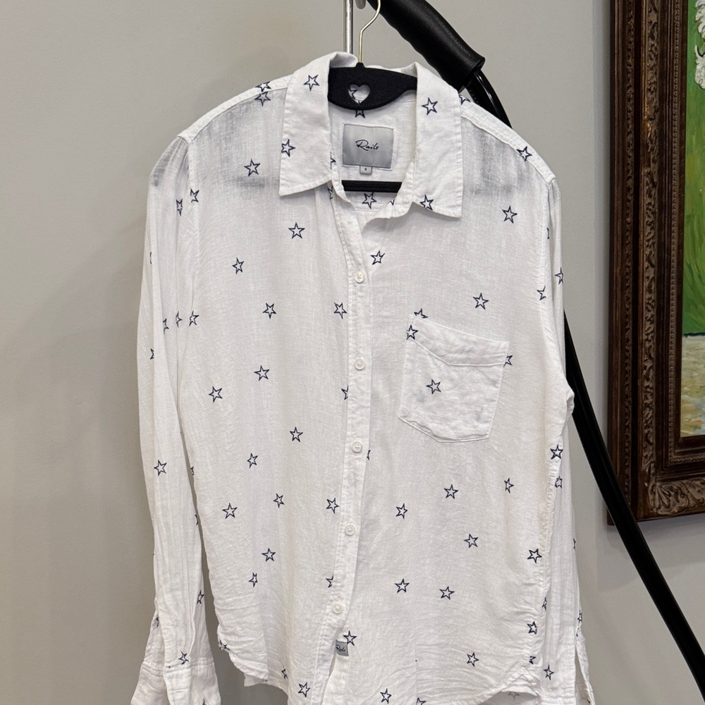 Rails White Star-Patterned Linen-blend Shirt